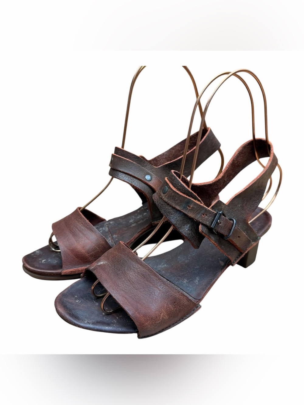 Trippen Women’s size 6-6.5 (37 ) Brown Leather Open-Toe Block Heel Sandals